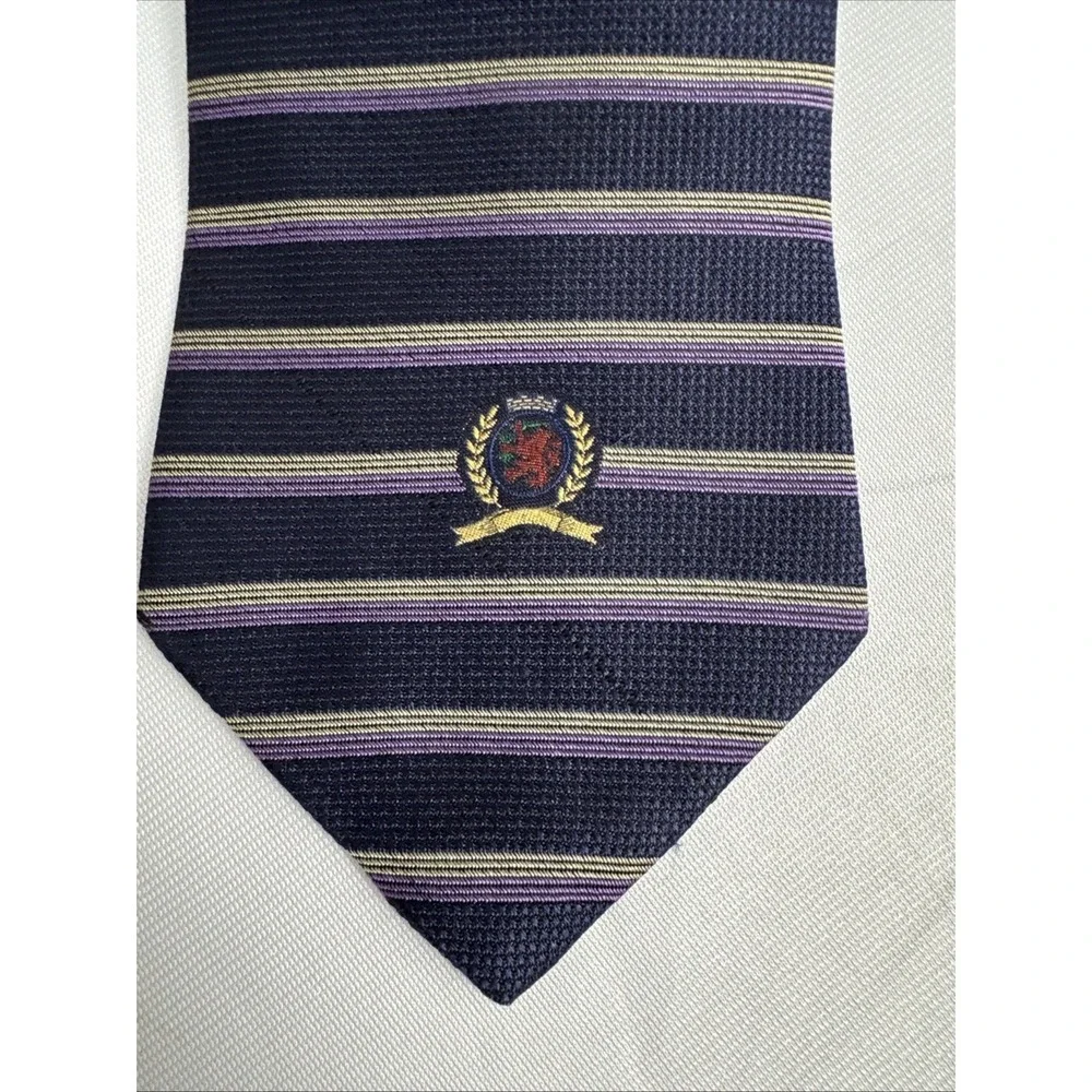 Tommy Hilfiger Neck Tie - Men's - Purple Stripe W/ Logo